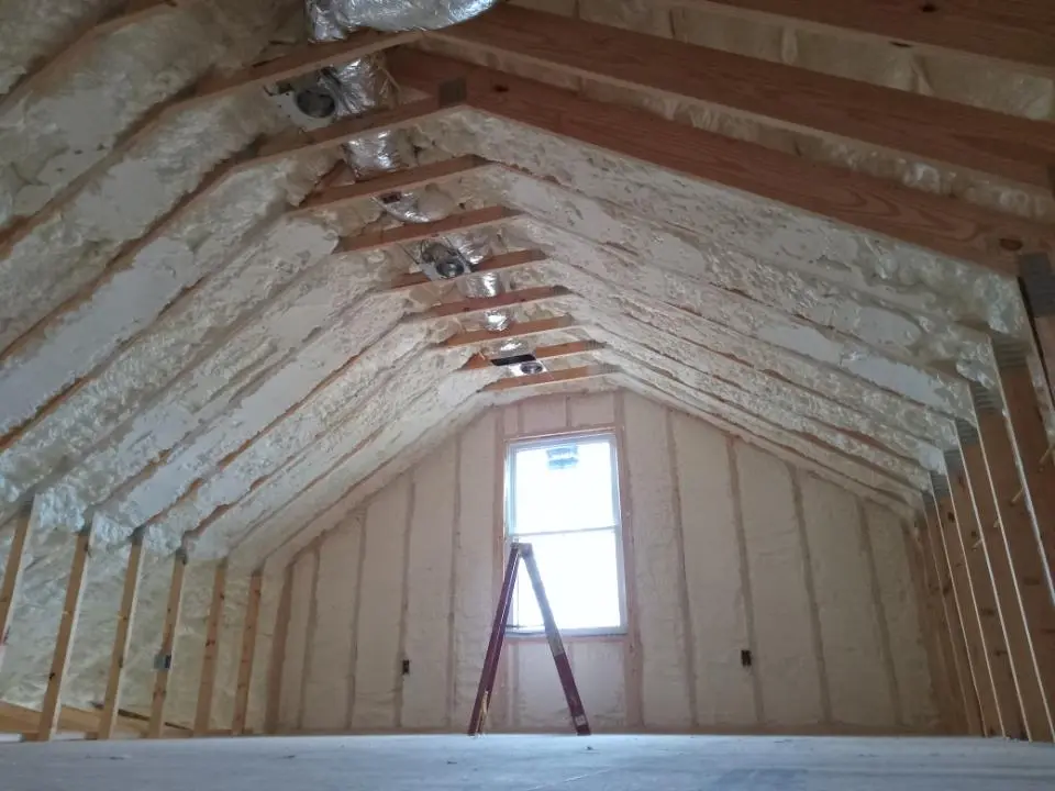 Spray foam roofing application for Crawl Space Insulation project in Livonia